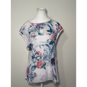 Ted Baker London Women's Pink Floral Print Short Sleeve Top Size 3